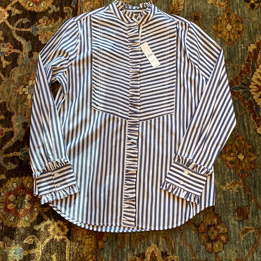 NWT J. Crew Ruffled Button Down- Size Small